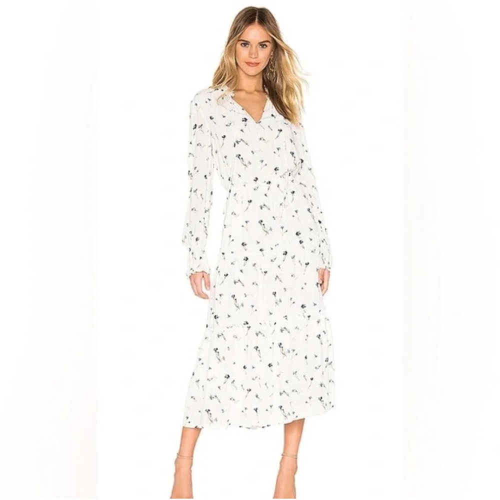 JOIE Waneta dress in porcelain blue floral midi silk blend dress XXS